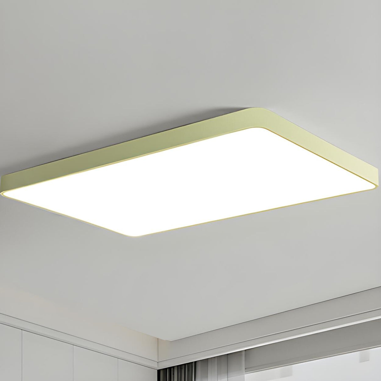 Simplicity Green Rectangle LED Modern Flush Mount Light Image - 3