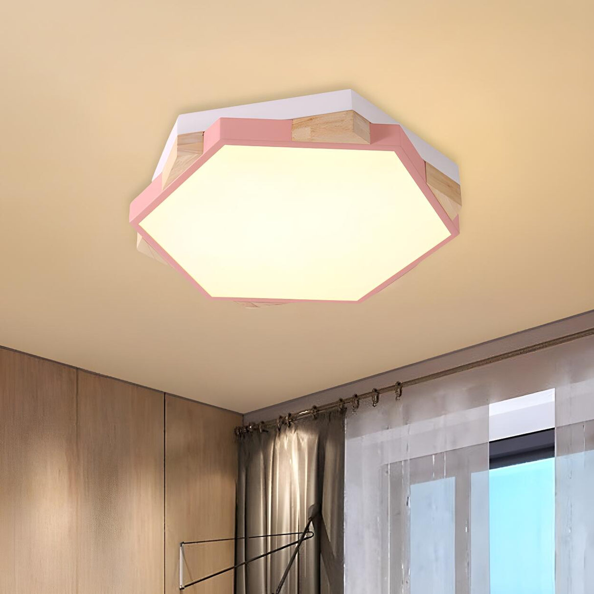 Simplicity Hexagon Small LED Flush Mount Ceiling Light Image - 13