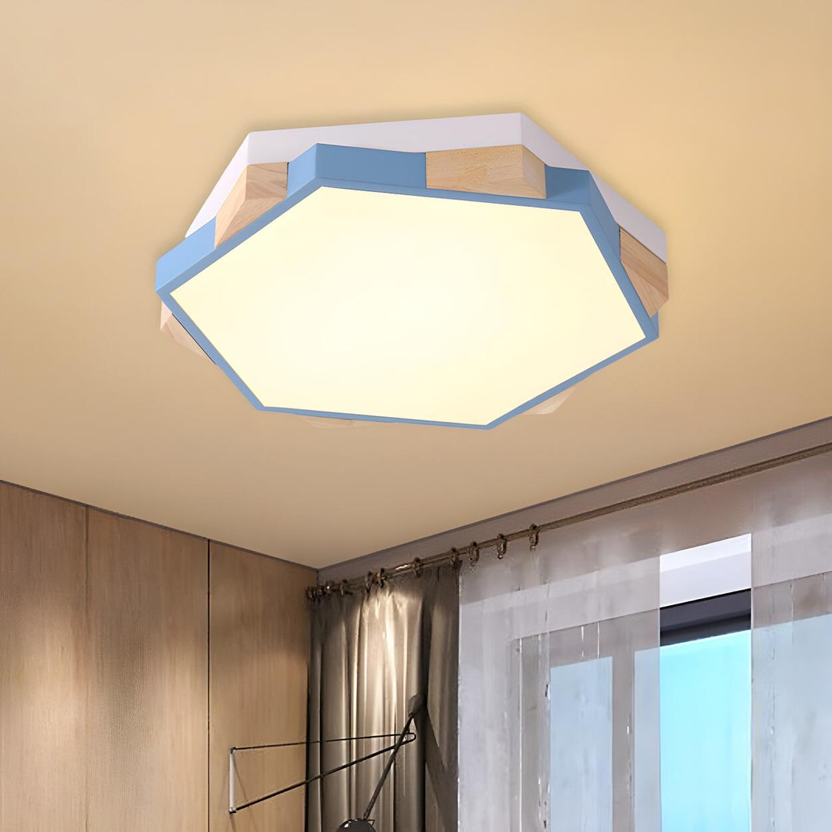 Simplicity Hexagon Small LED Flush Mount Ceiling Light Image - 15