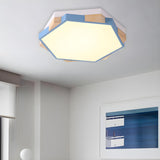 Simplicity Hexagon Small LED Flush Mount Ceiling Light Image - 16