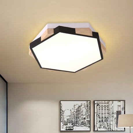 Simplicity Hexagon Small LED Flush Mount Ceiling Light Image - 2