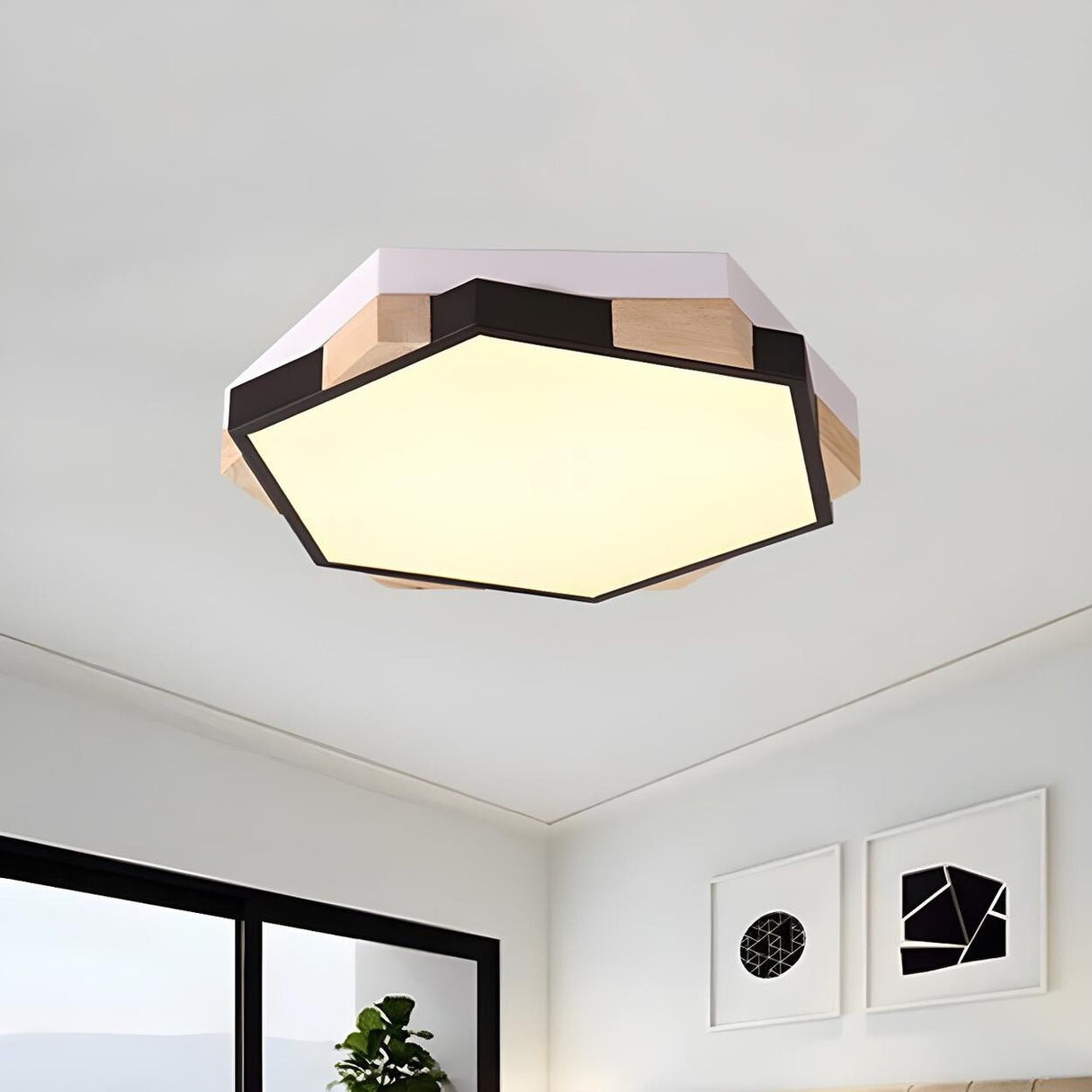 Simplicity Hexagon Small LED Flush Mount Ceiling Light Image - 3