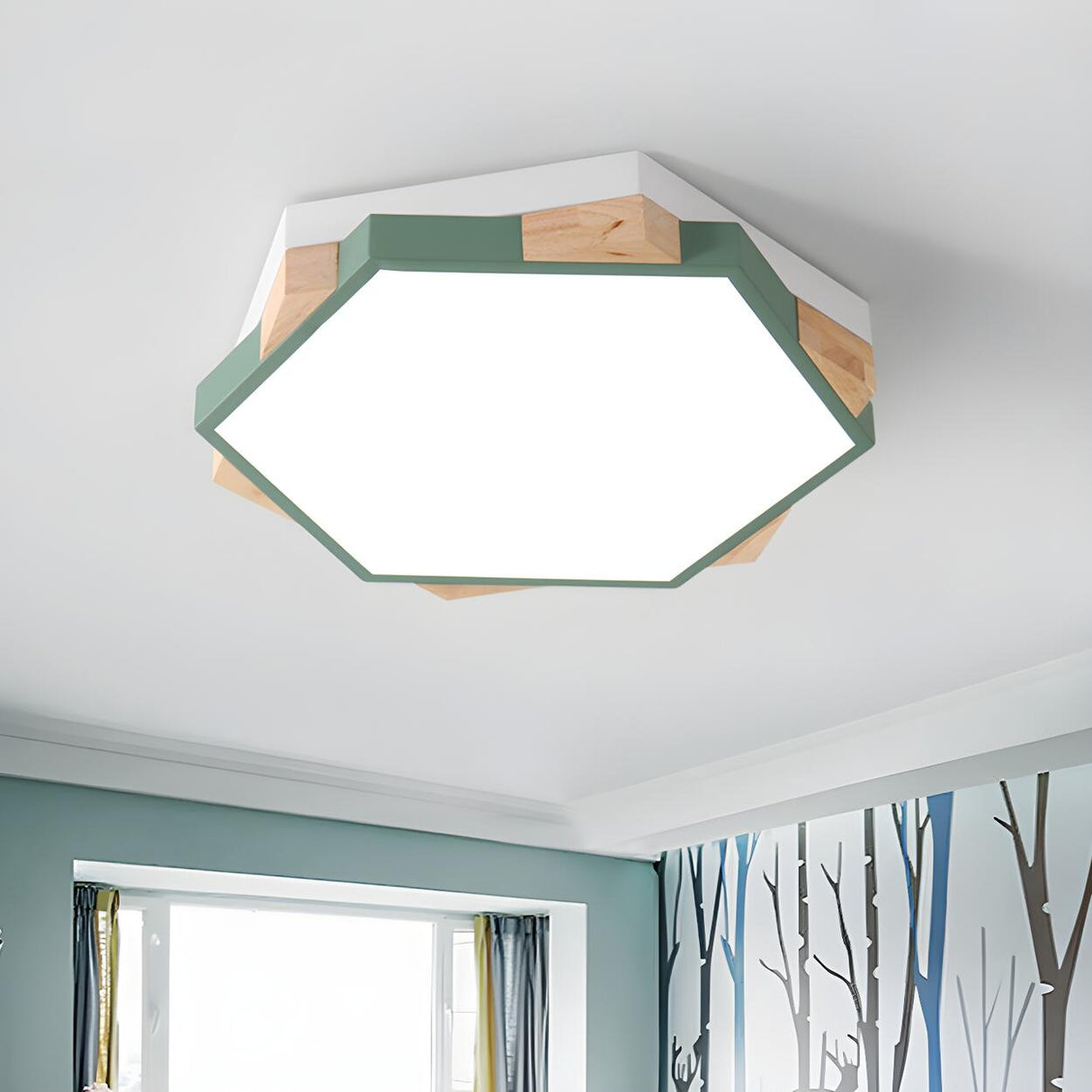 Simplicity Hexagon Small LED Flush Mount Ceiling Light Image - 9