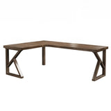 Simplicity Pine Espresso Wood L-Shaped Writing Desk Image - 12