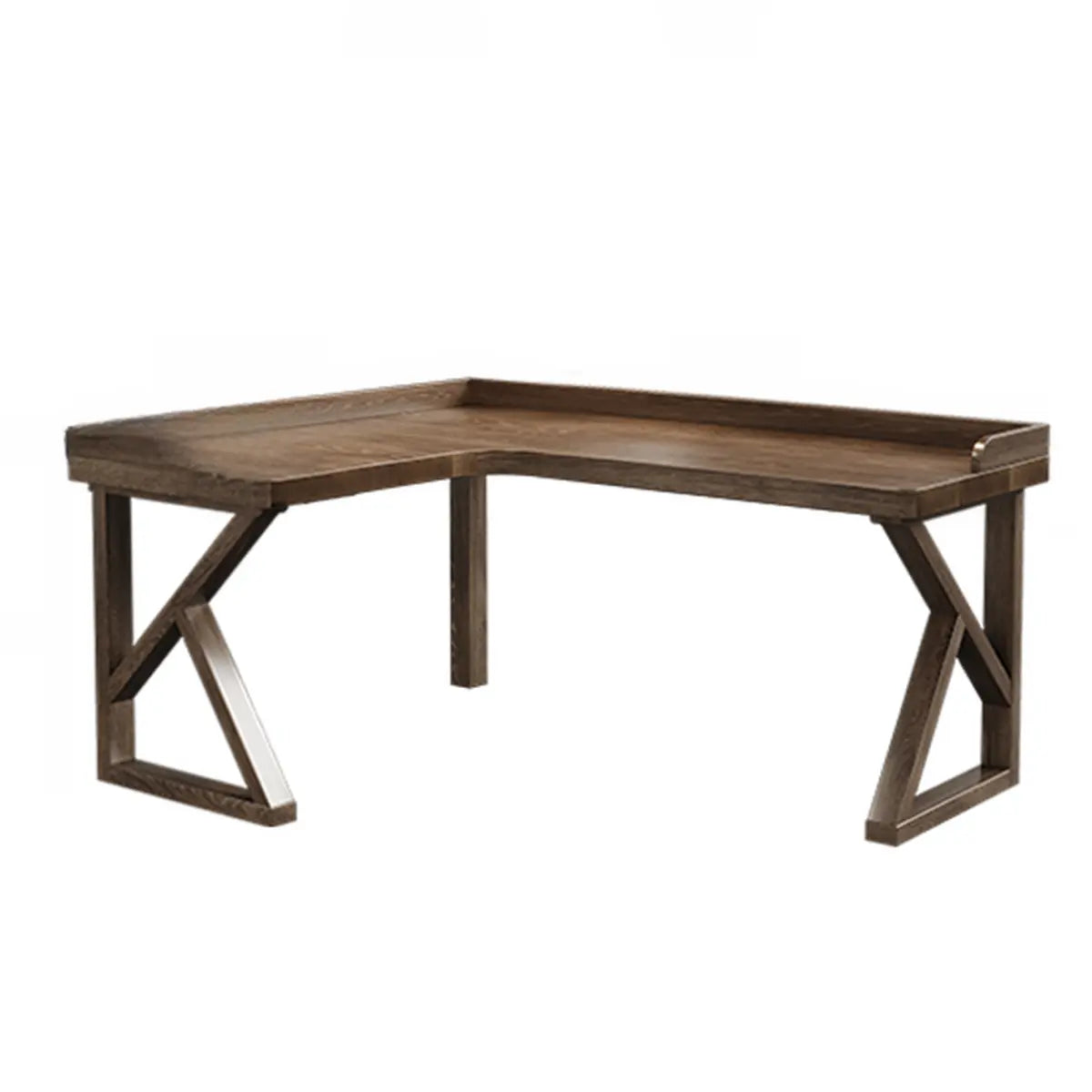 Simplicity Pine Espresso Wood L-Shaped Writing Desk Image - 13