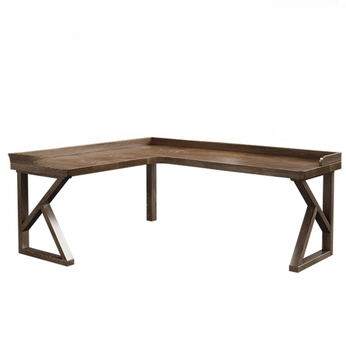 Simplicity Pine Espresso Wood L-Shaped Writing Desk Image - 16