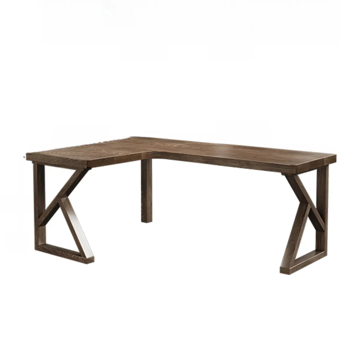 Simplicity Pine Espresso Wood L-Shaped Writing Desk Image - 17