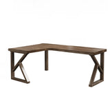 Simplicity Pine Espresso Wood L-Shaped Writing Desk Image - 17