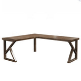 Simplicity Pine Espresso Wood L-Shaped Writing Desk Image - 18