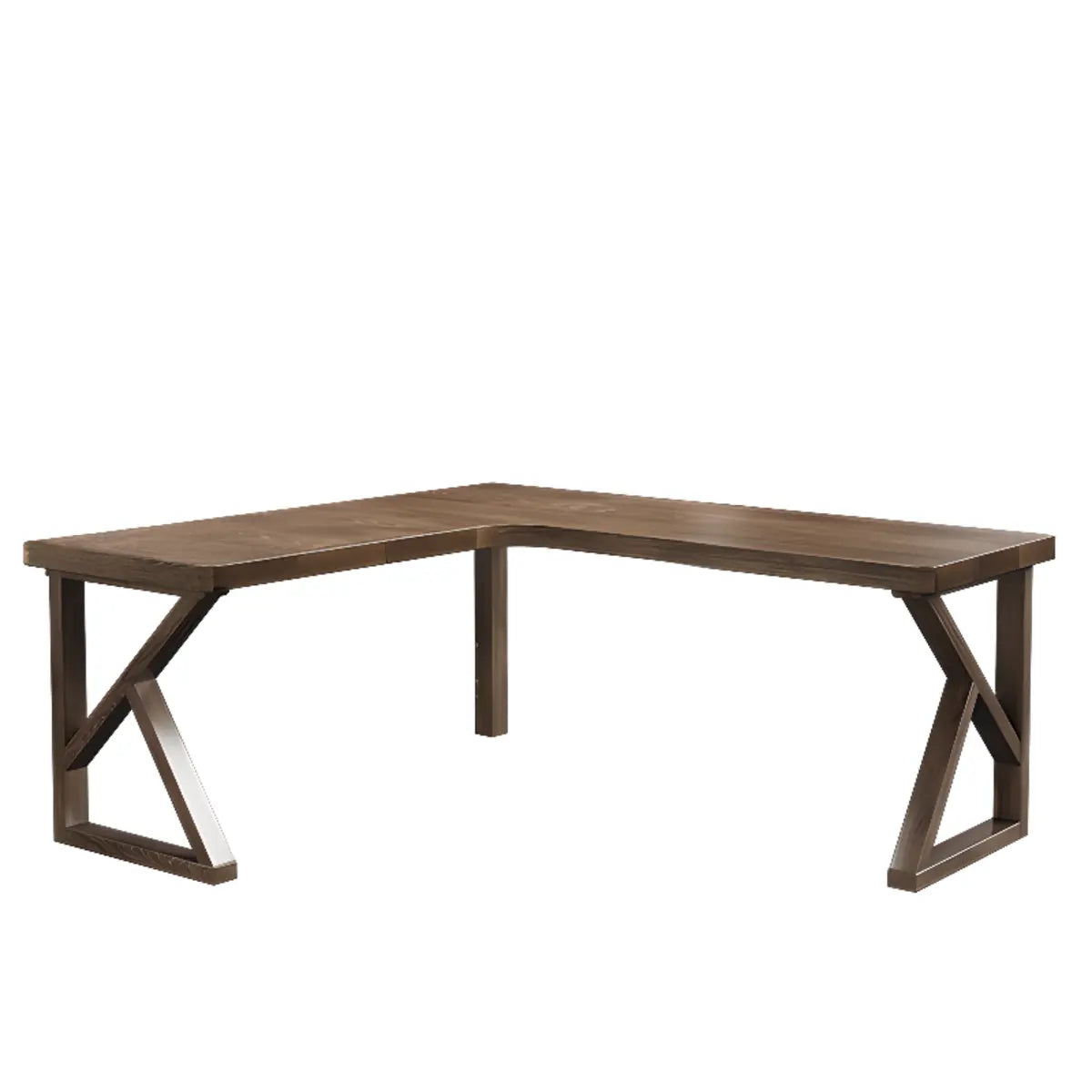 Simplicity Pine Espresso Wood L-Shaped Writing Desk Image - 19