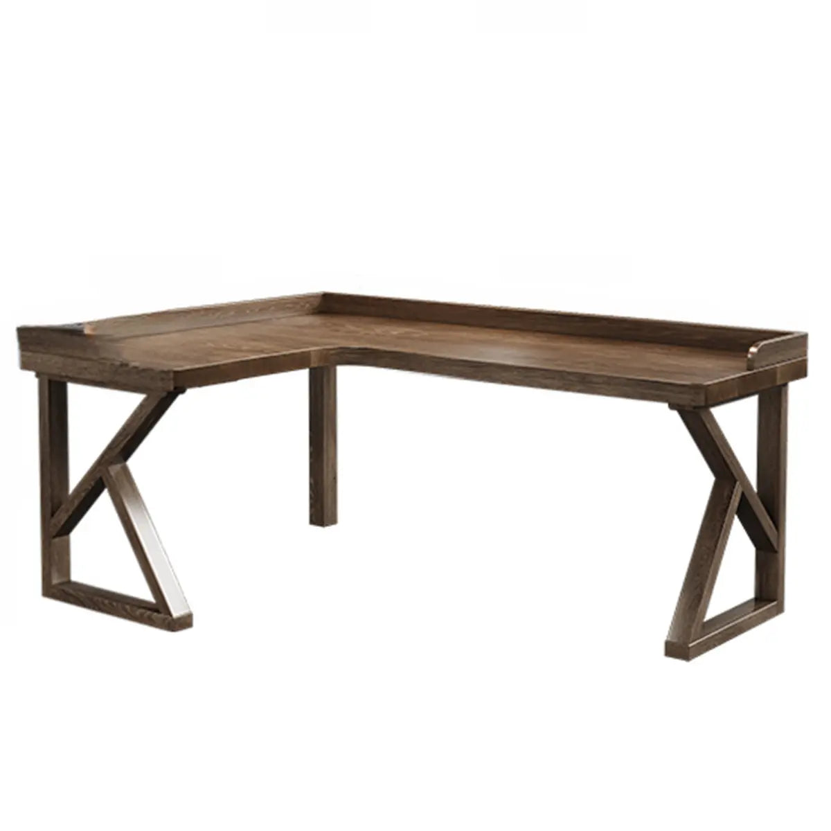 Simplicity Pine Espresso Wood L-Shaped Writing Desk Image - 20