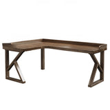 Simplicity Pine Espresso Wood L-Shaped Writing Desk Image - 20