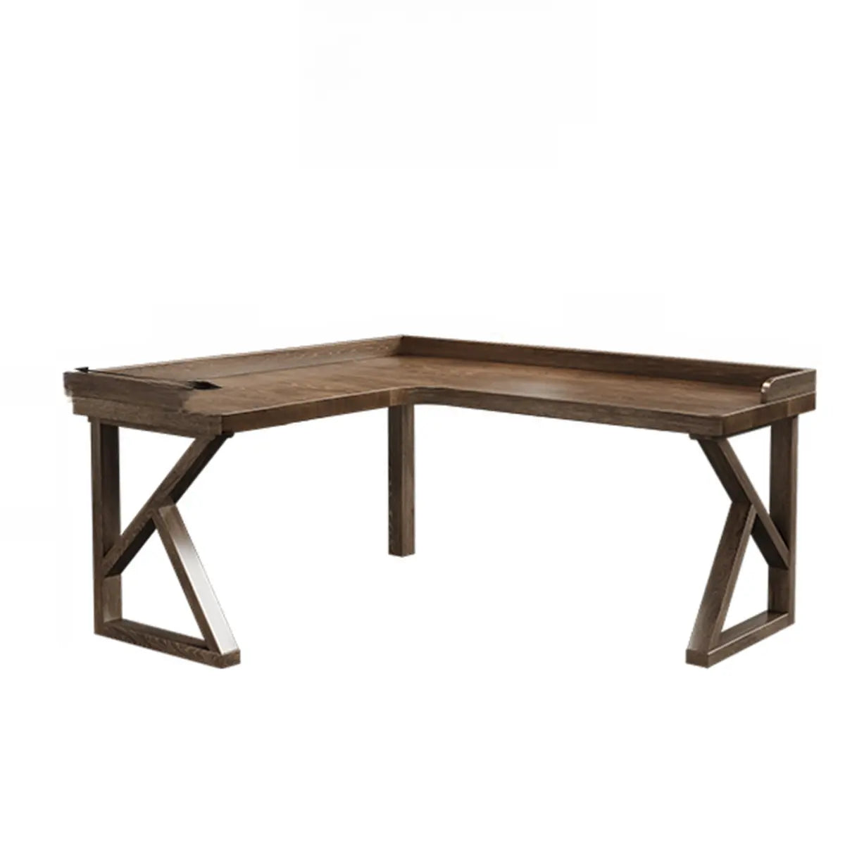 Simplicity Pine Espresso Wood L-Shaped Writing Desk Image - 22