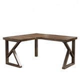 Simplicity Pine Espresso Wood L-Shaped Writing Desk Image - 23