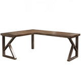 Simplicity Pine Espresso Wood L-Shaped Writing Desk Image - 25