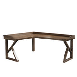 Simplicity Pine Espresso Wood L-Shaped Writing Desk Image - 27