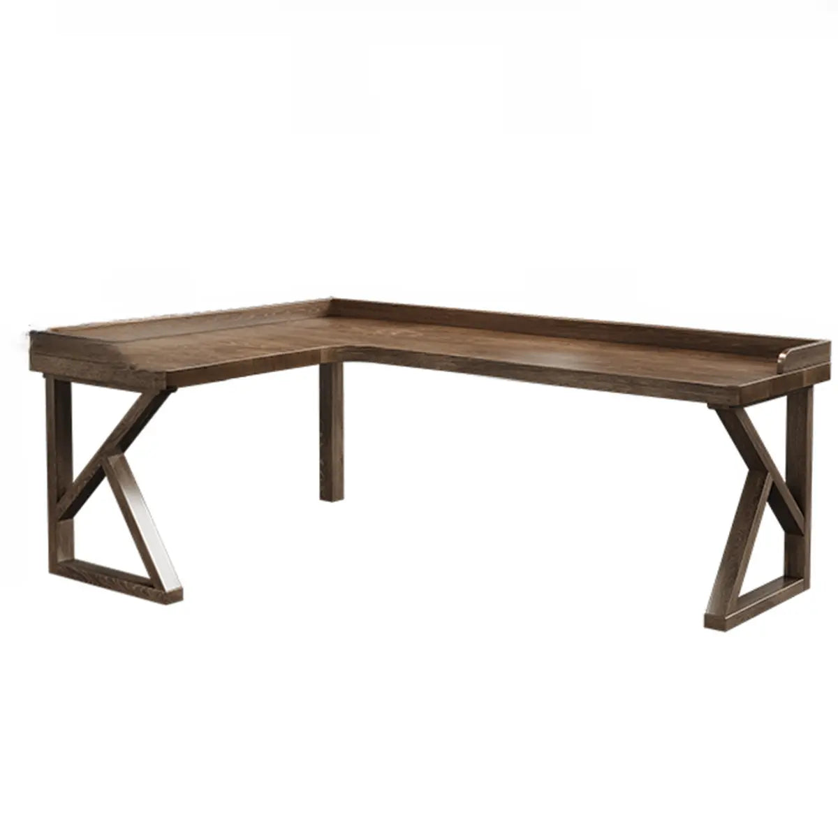 Simplicity Pine Espresso Wood L-Shaped Writing Desk Image - 28