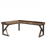 Simplicity Pine Espresso Wood L-Shaped Writing Desk Image - 29