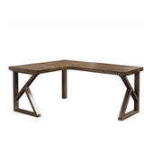 Simplicity Pine Espresso Wood L-Shaped Writing Desk Image - 30