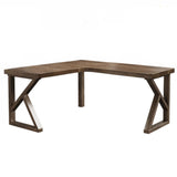 Simplicity Pine Espresso Wood L-Shaped Writing Desk Image - 31