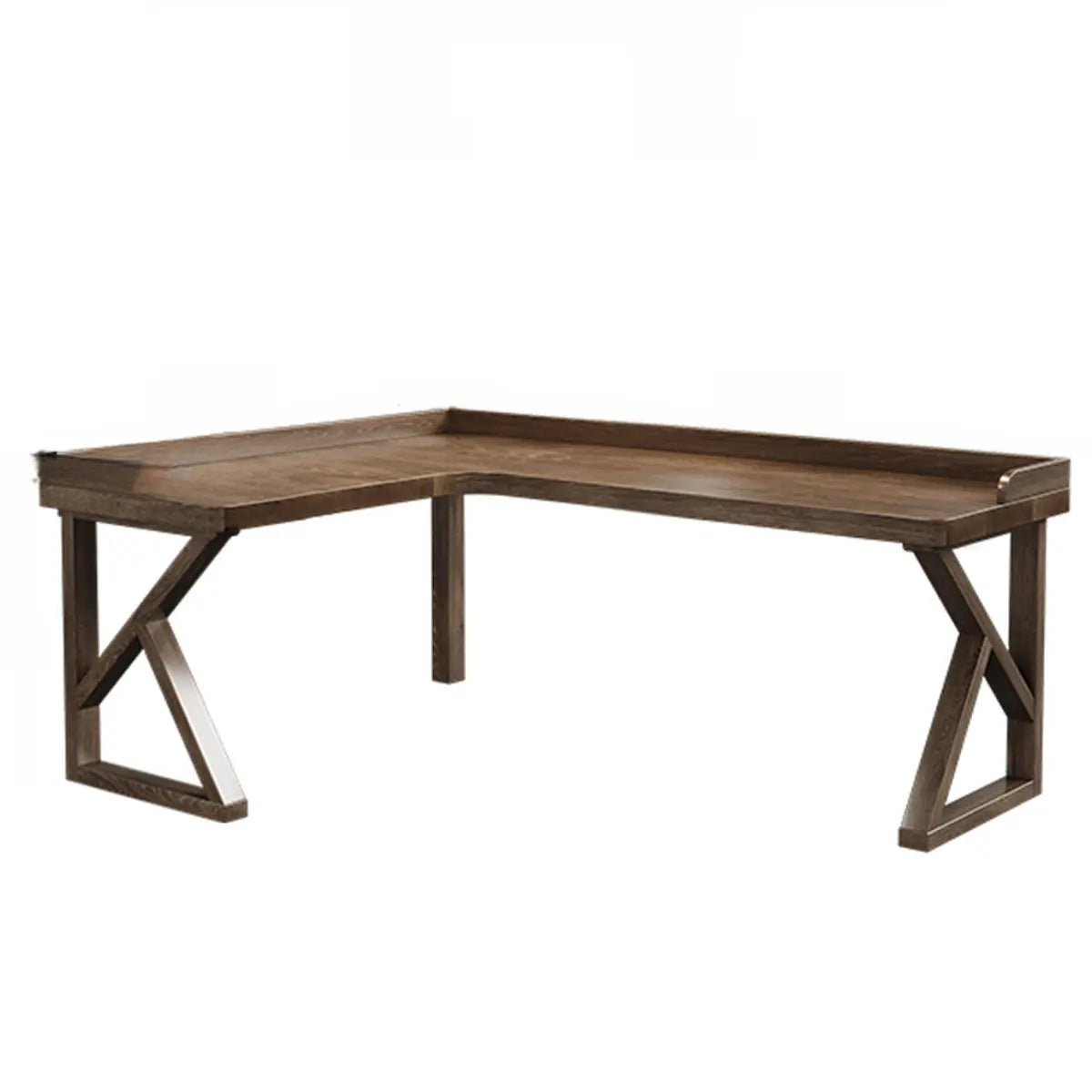 Simplicity Pine Espresso Wood L-Shaped Writing Desk Image - 32