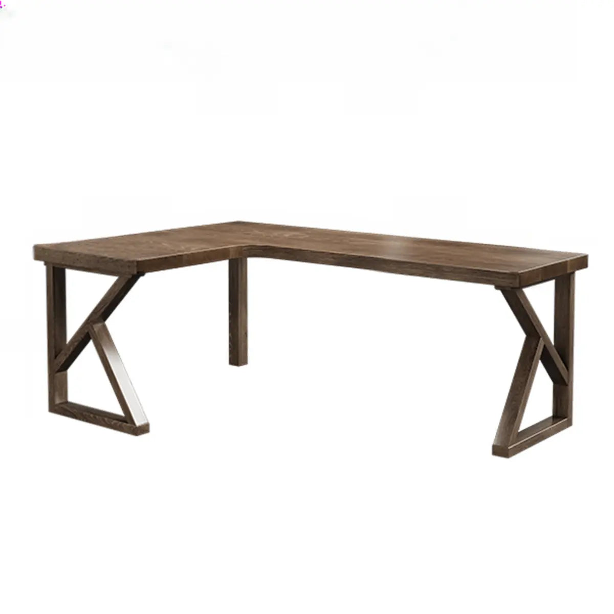 Simplicity Pine Espresso Wood L-Shaped Writing Desk Image - 33