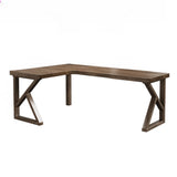 Simplicity Pine Espresso Wood L-Shaped Writing Desk Image - 33