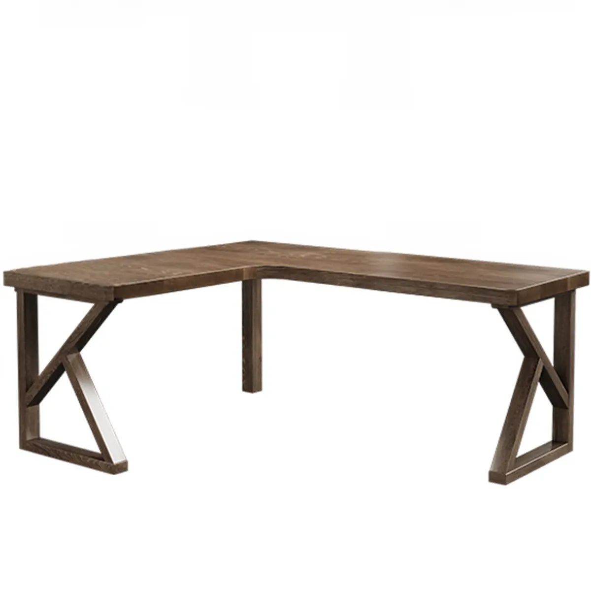 Simplicity Pine Espresso Wood L-Shaped Writing Desk Image - 34