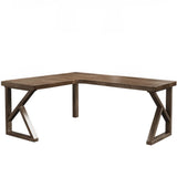 Simplicity Pine Espresso Wood L-Shaped Writing Desk Image - 34