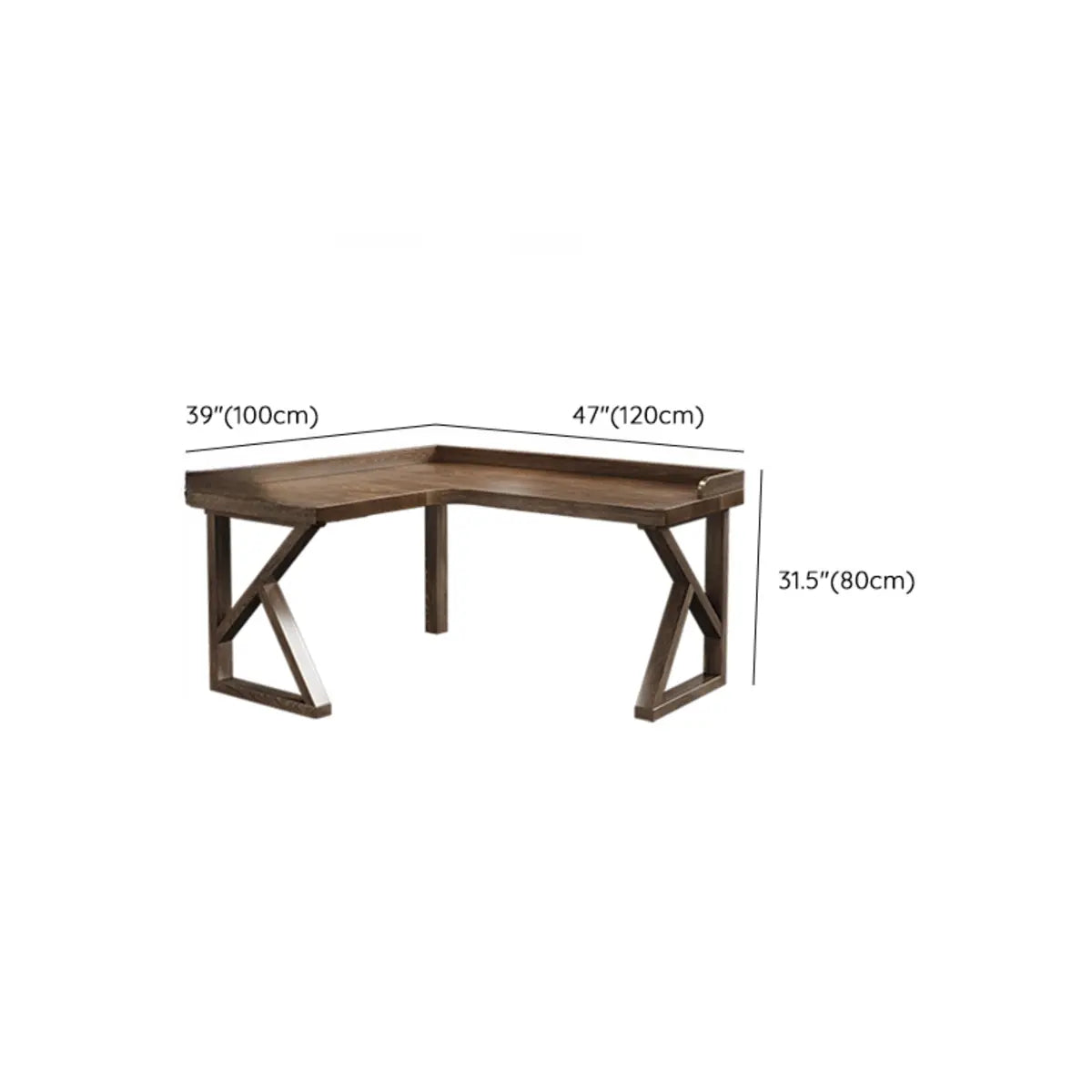 Simplicity Pine Espresso Wood L-Shaped Writing Desk 