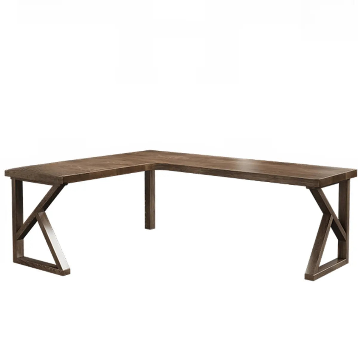 Simplicity Pine Espresso Wood L-Shaped Writing Desk Image - 6