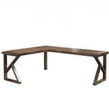 Simplicity Pine Espresso Wood L-Shaped Writing Desk Image - 6