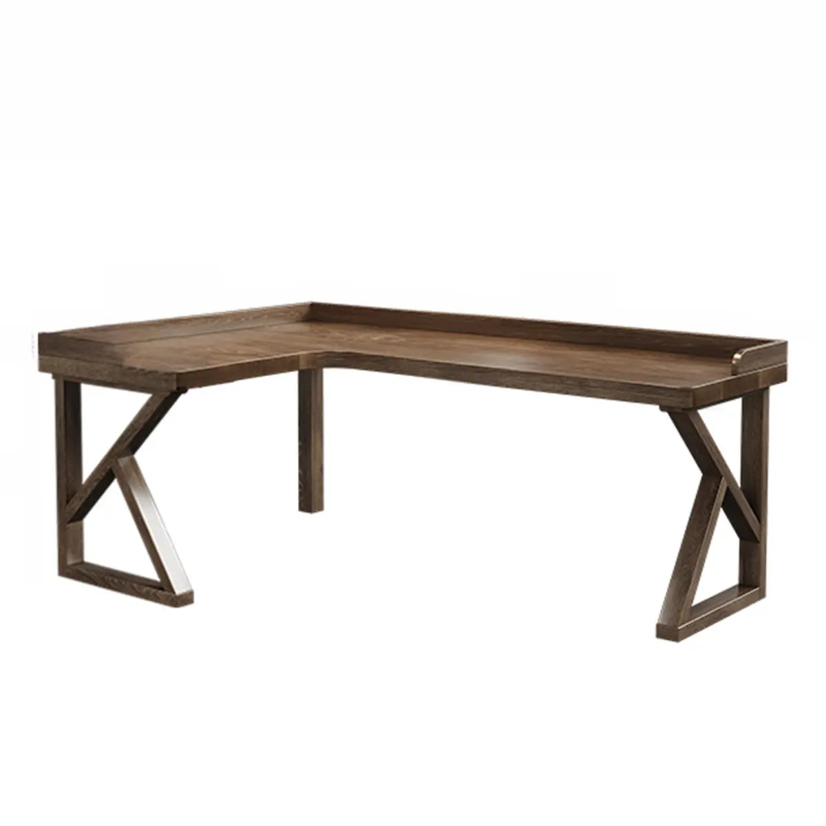 Simplicity Pine Espresso Wood L-Shaped Writing Desk Image - 8