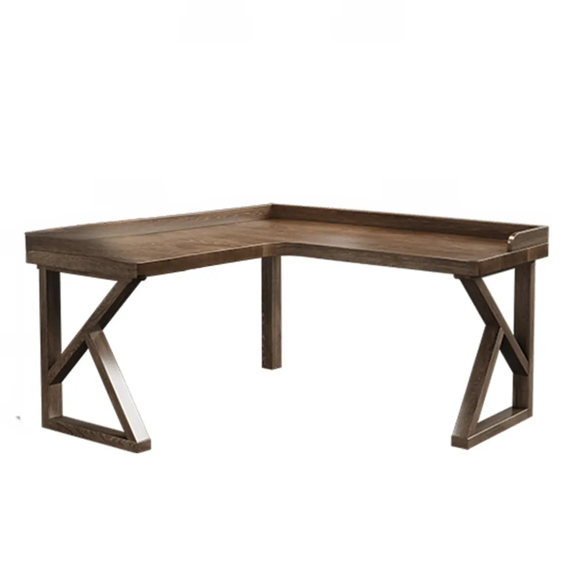 Simplicity Pine Espresso Wood L-Shaped Writing Desk Image - 9