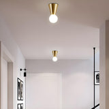 Simplicity Shadeless Gold Cone Metal Flush Mount Light Image - 3