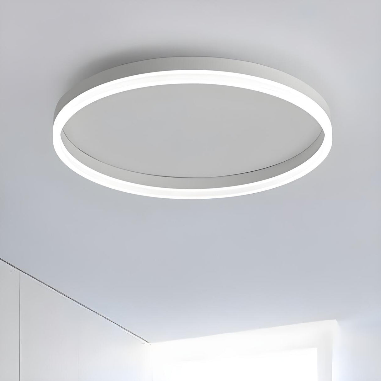 Simplicity White Circular LED Flush Mount Ceiling Light Image - 2