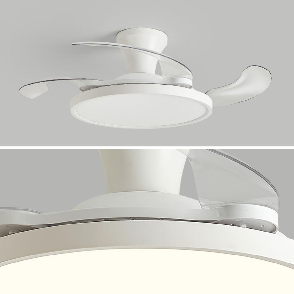 Simplicity White Clear Blades LED Ceiling Fan Light Image - 13