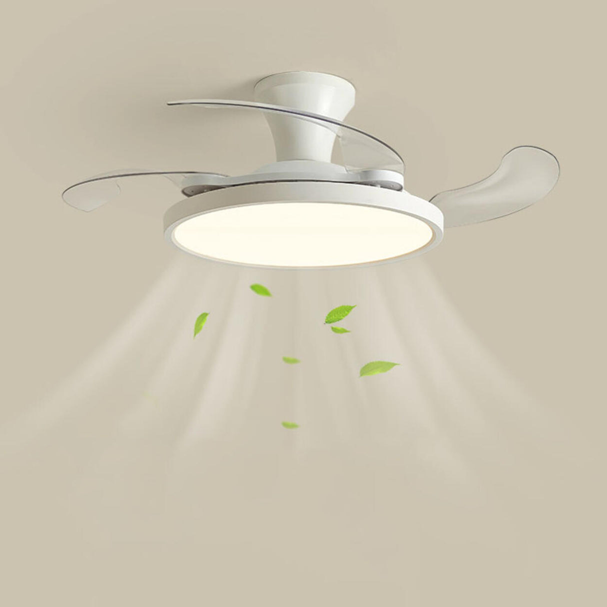 Simplicity White Clear Blades LED Ceiling Fan Light Image - 8