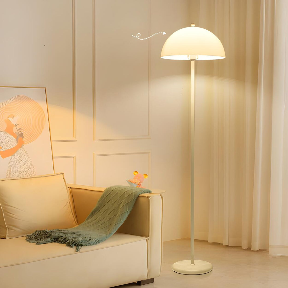 Simplicity White Dome Metal Living Room Floor Lamp Image - 13