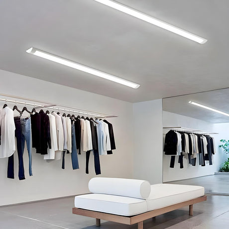 Simplicity White Linear LED Flush Mount Ceiling Light Image - 1