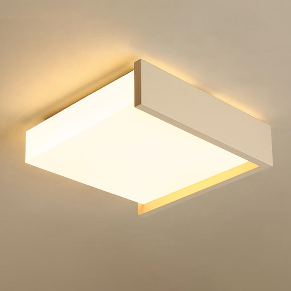 Simplicity White Square LED Flush Mount Ceiling Light Image - 6