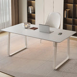 Simplicity White Stone Rectangular Sleith Writing Desk Image - 1