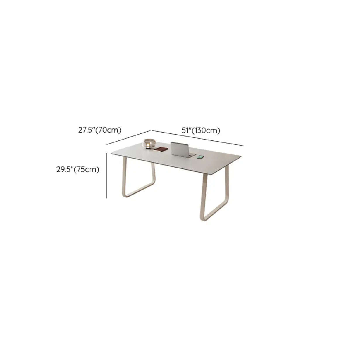 Simplicity White Stone Rectangular Sleith Writing Desk Image - 10