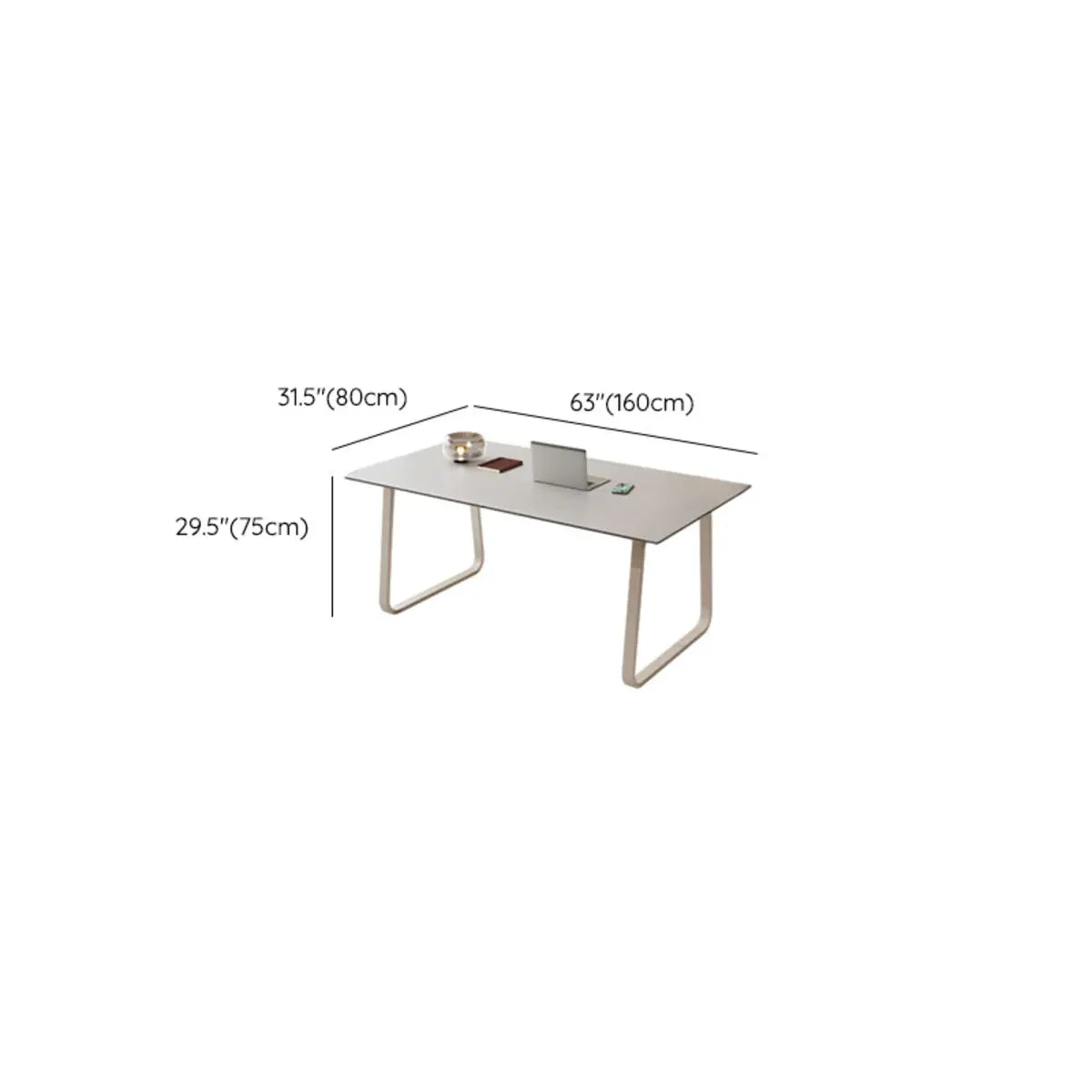 Simplicity White Stone Rectangular Sleith Writing Desk Image - 12