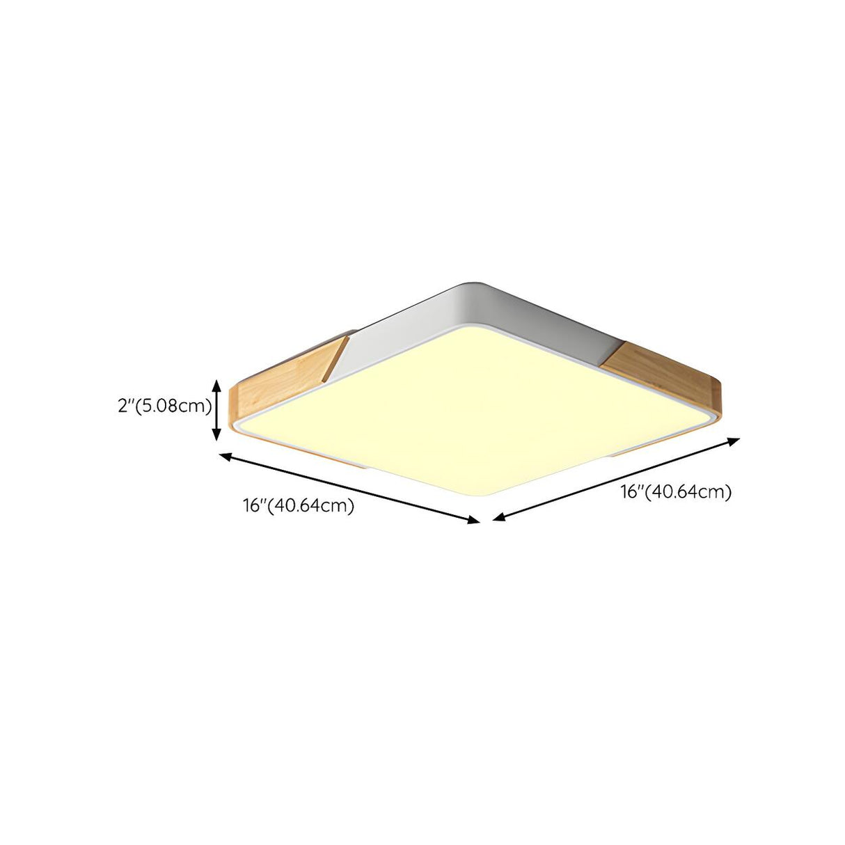 Simplicity Wood Square LED Flush Mount Ceiling Light Image - 12