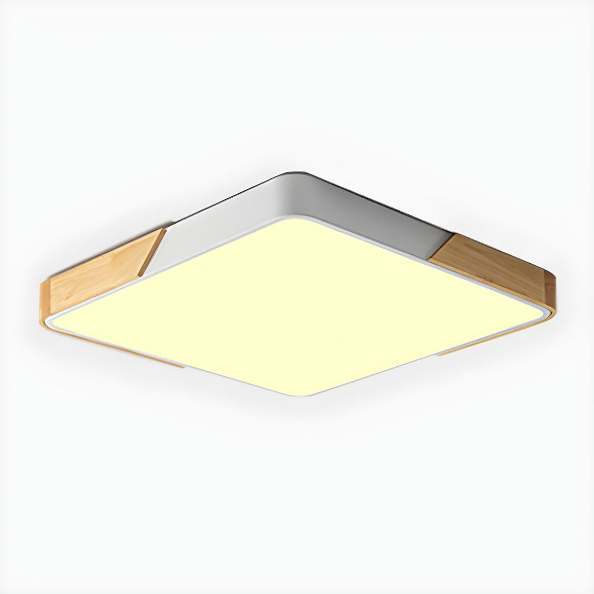 Simplicity Wood Square LED Flush Mount Ceiling Light Image - 6