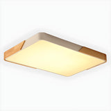 Simplicity Wood Square LED Flush Mount Ceiling Light Image - 8