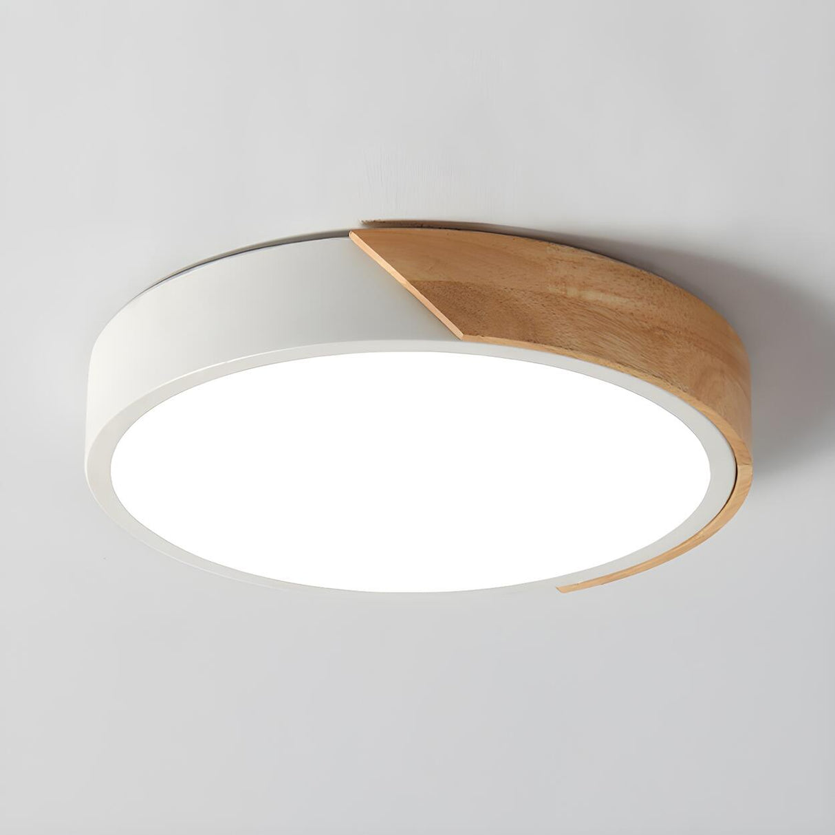 Simplicity Wood Square LED Flush Mount Ceiling Light Image - 9