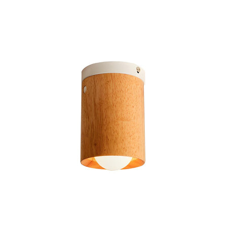 Simplicity Wooden Tubular Flush Mount Ceiling Light Image - 2