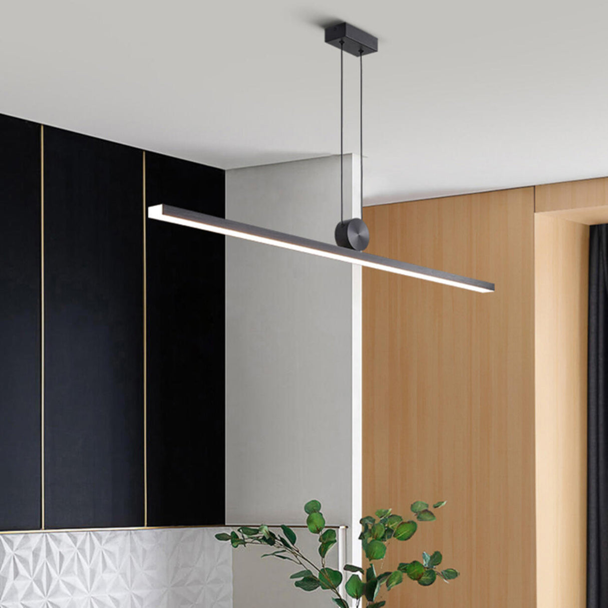 Simplistic Adjustable Linear LED Island Pendant Light Image - 1